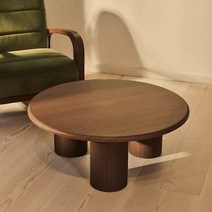 Alina - Dark Wood Round Large Wooden Coffee Table