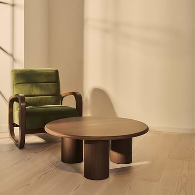 Alina - Dark Wood Round Large Wooden Coffee Table