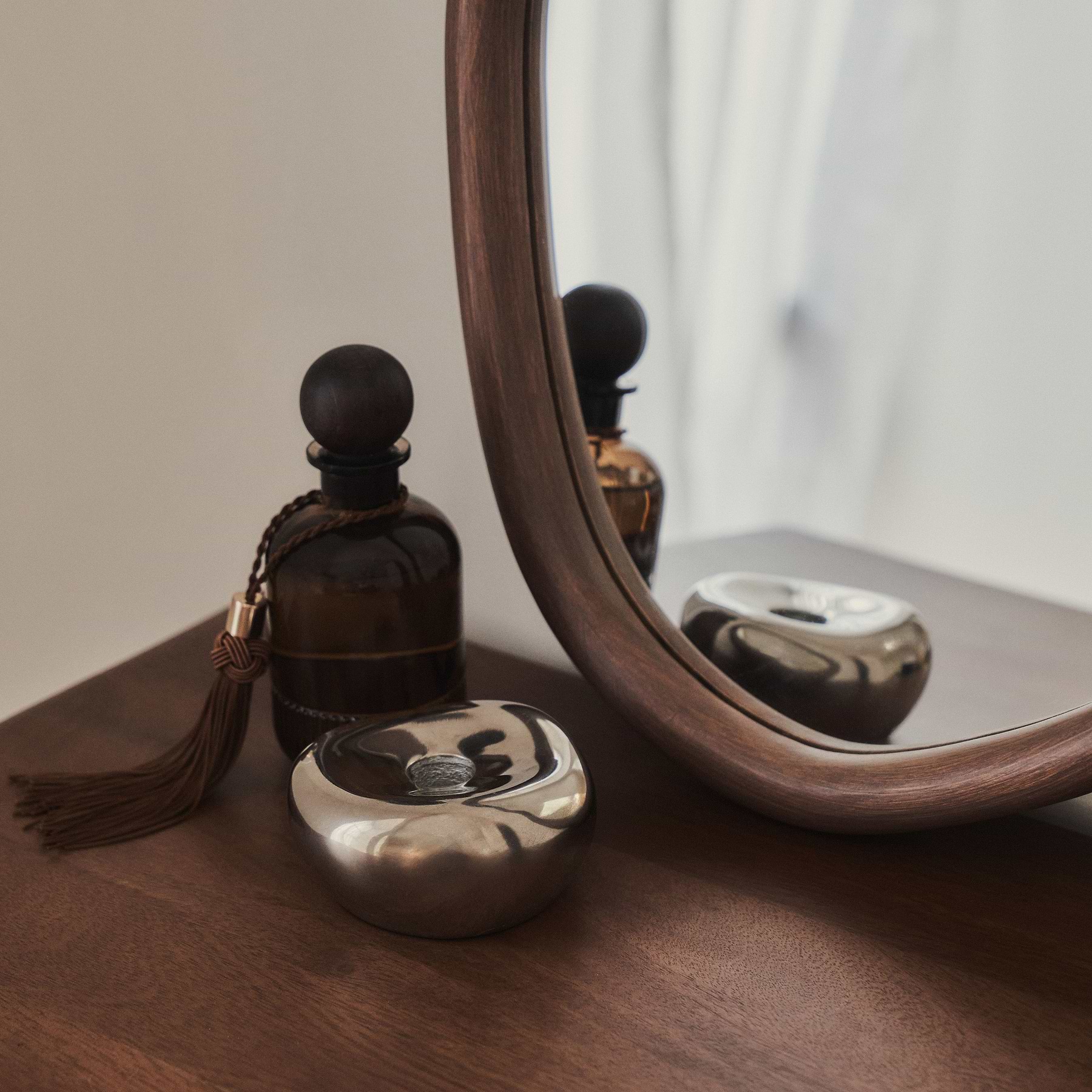 Aaliyah - Dark Wood Irregular Wall Mirror 42cm x 35cm