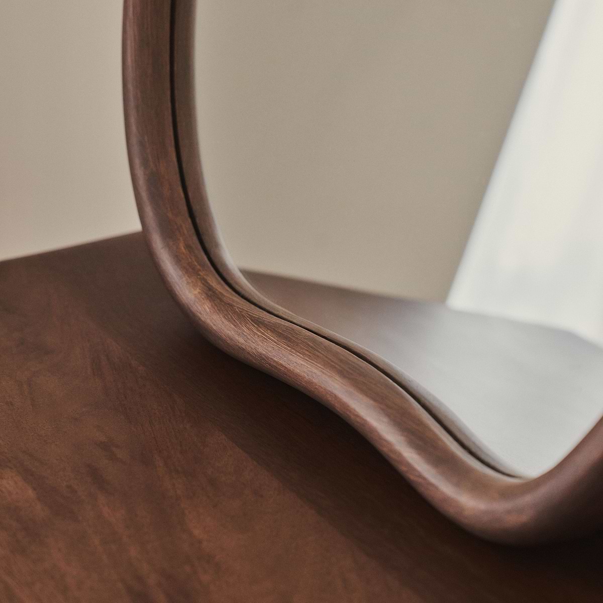 Aaliyah - Dark Wood Irregular Wall Mirror 42cm x 35cm