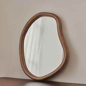 Aaliyah - Warm Wood Irregular Wall Mirror 42cm x 35cm