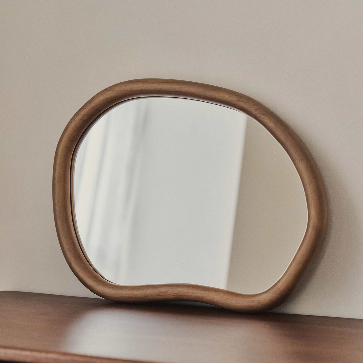 Aaliyah - Warm Wood Irregular Wall Mirror 42cm x 35cm