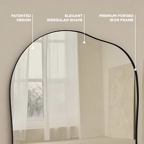 Arcurva Noir - Extra Large Full Length Black Irregular Mirror 180cm x 116cm