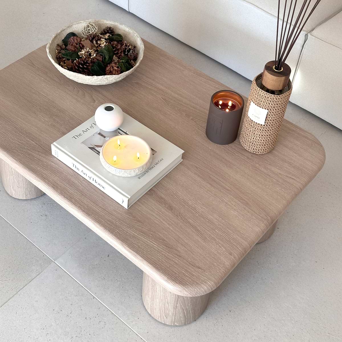 Alina - Washed Wood Rectangular Large Wooden Coffee Table