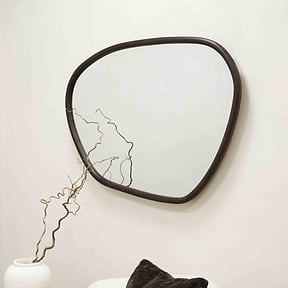 Aaliyah - Dark Wood Irregular Wall Mirror 110cm x 80cm