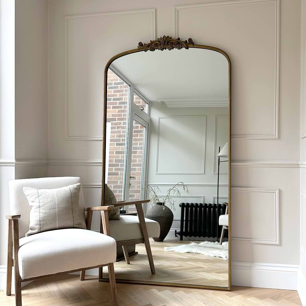 Amelia - Full Length Gold Arched Metal Mirror 200cm x 121cm
