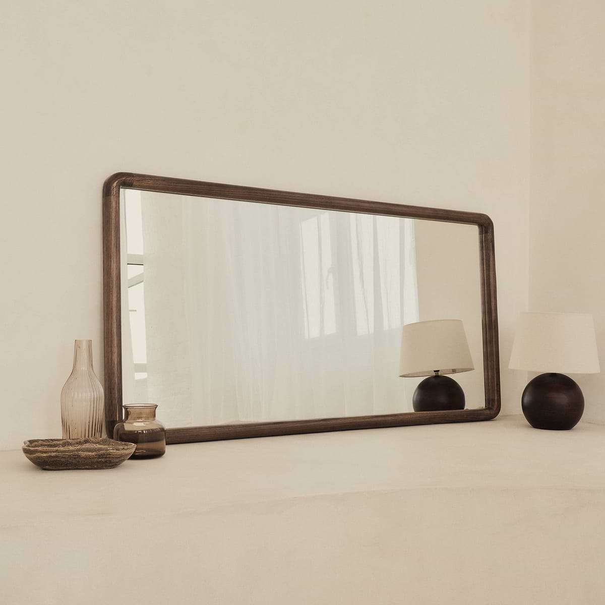 Amora - Large Warm Wood Console Mirror 140cm x 70cm