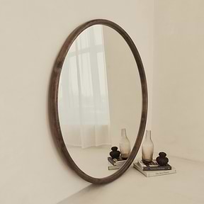Amora - Extra Large Warm Wood Round Wall Mirror 120cm x 120cm