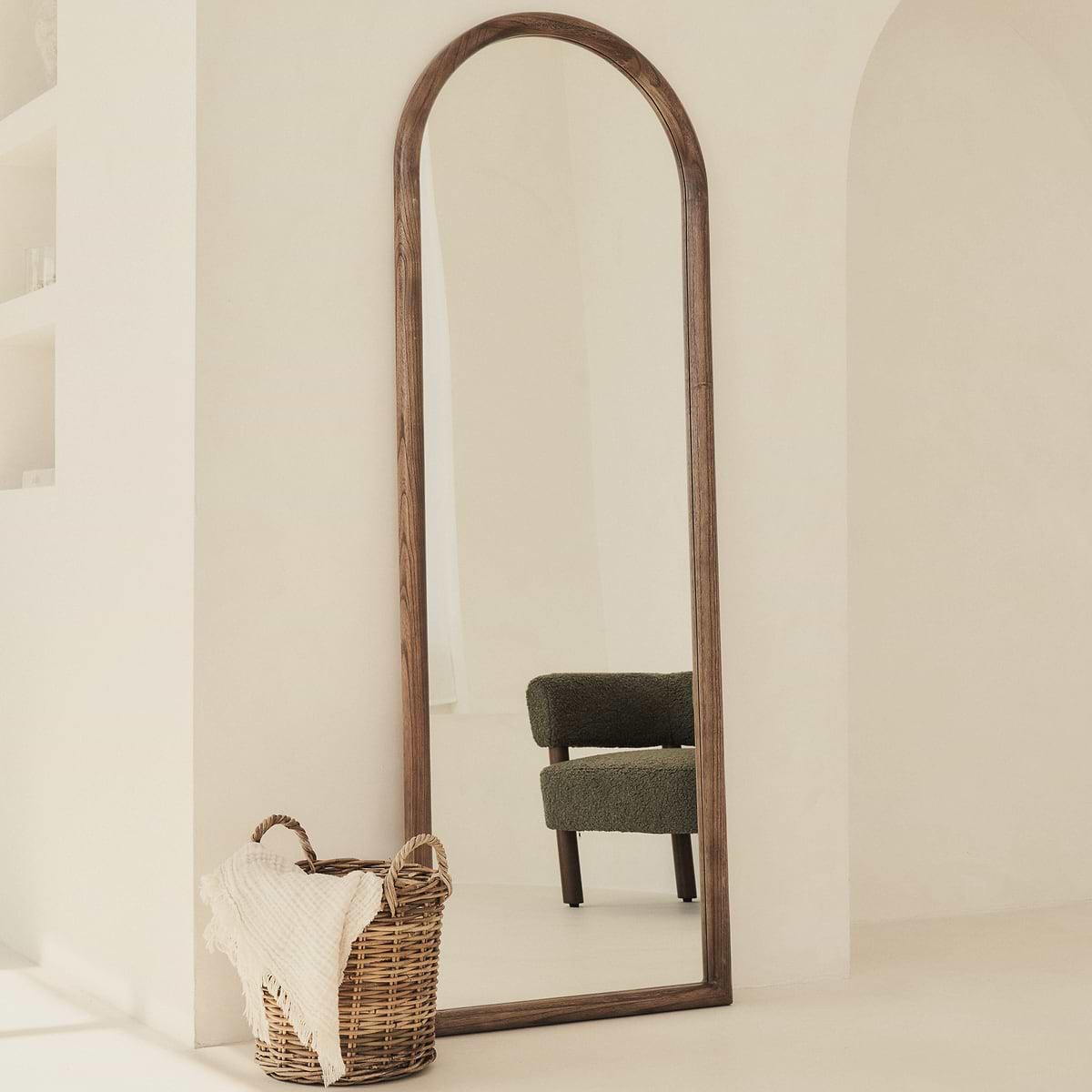 Amora - Full Length Large Arched Warm Wood Mirror 172cm x 60cm