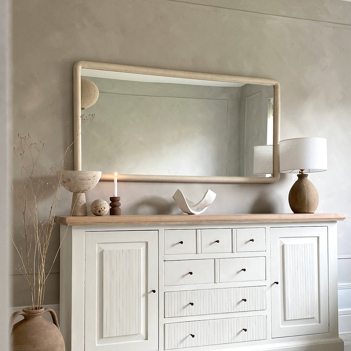 Amora - Large Concrete Console Mirror 140cm x 70cm