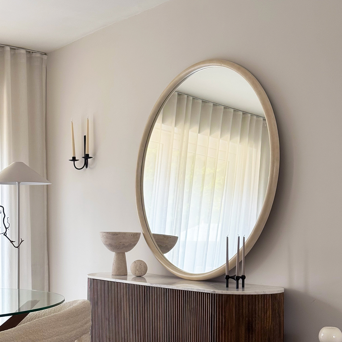 Amora - Extra Large Concrete Round Wall Mirror 120cm x 120cm