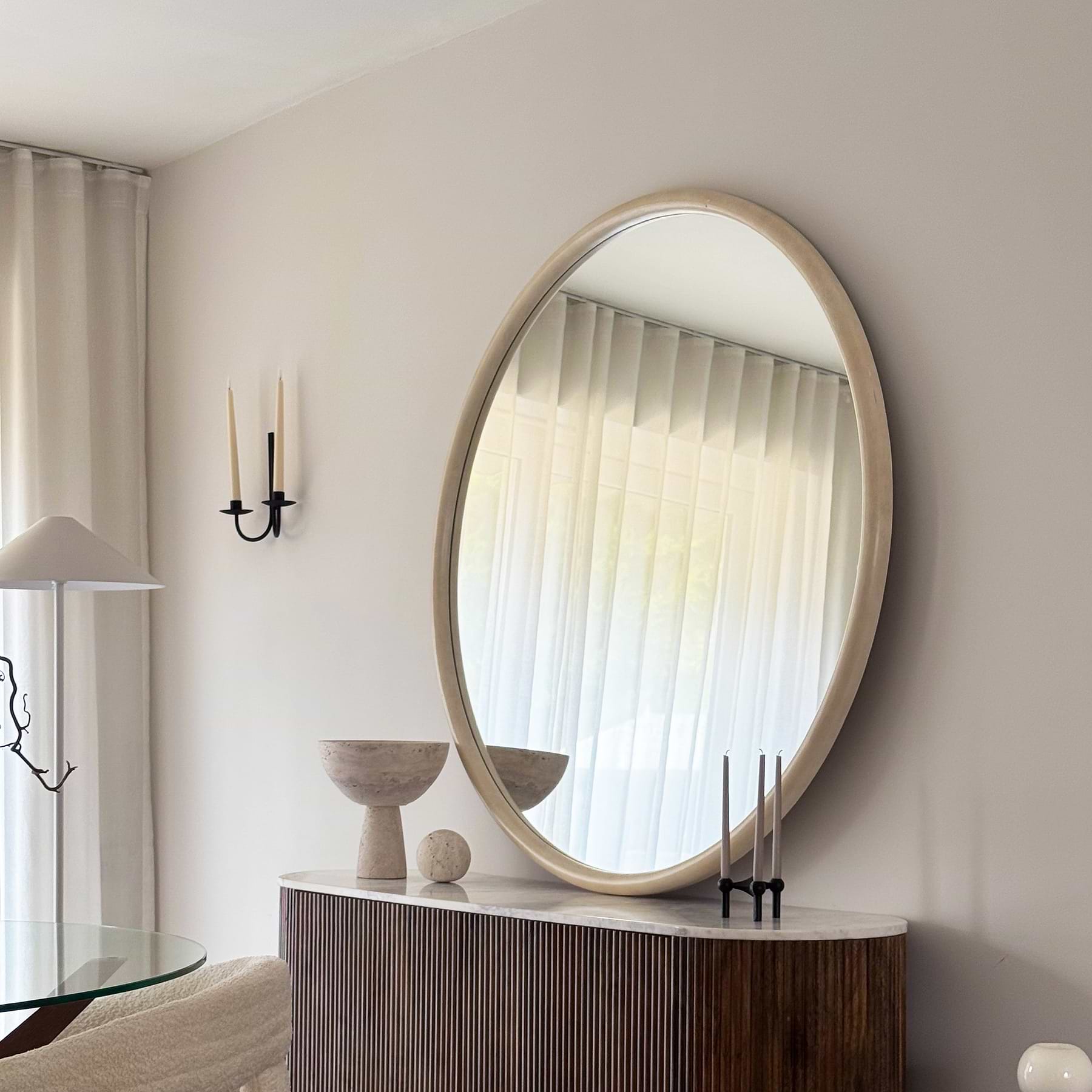 Amora - Extra Large Concrete Round Wall Mirror 120cm x 120cm