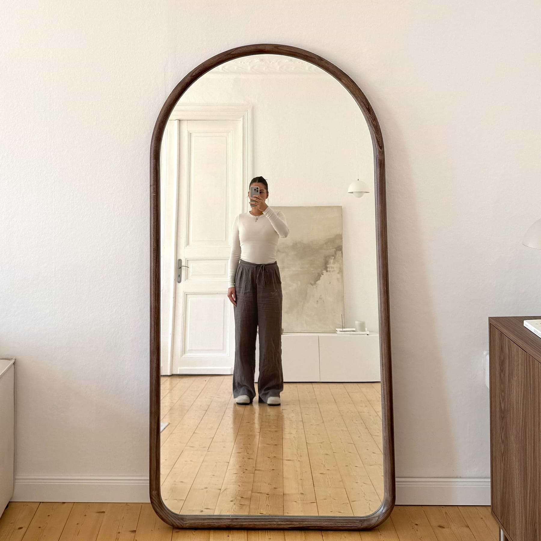 Amora - Extra Large Full Length Arched Warm Wood Mirror 190cm x 100cm