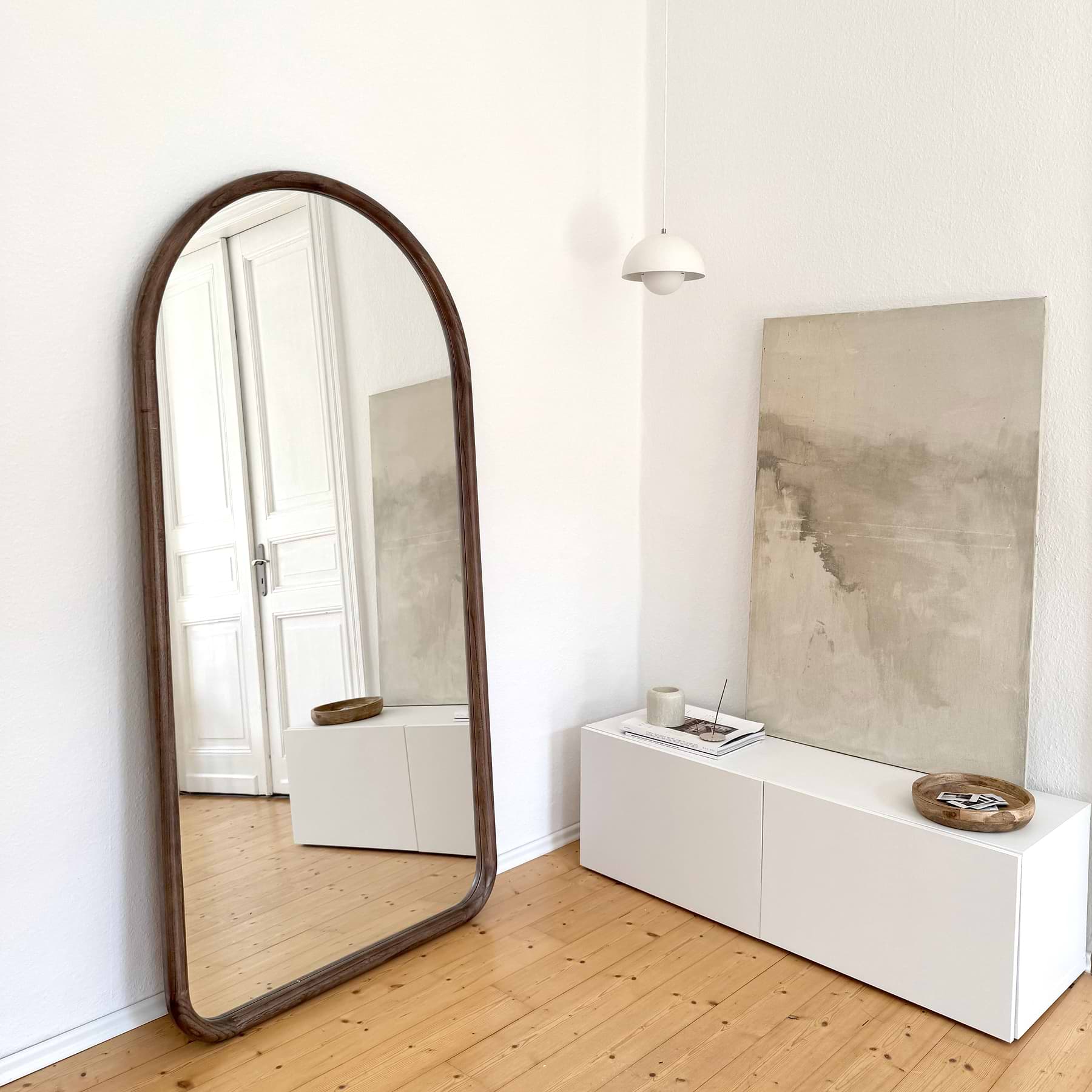 Amora - Extra Large Full Length Arched Warm Wood Mirror 190cm x 100cm