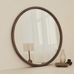 Amora - Large Warm Wood Round Wall Mirror 100cm x 100cm