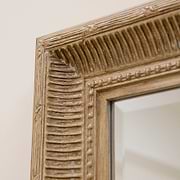 Closeup of extra large washed wood rectangular mirror