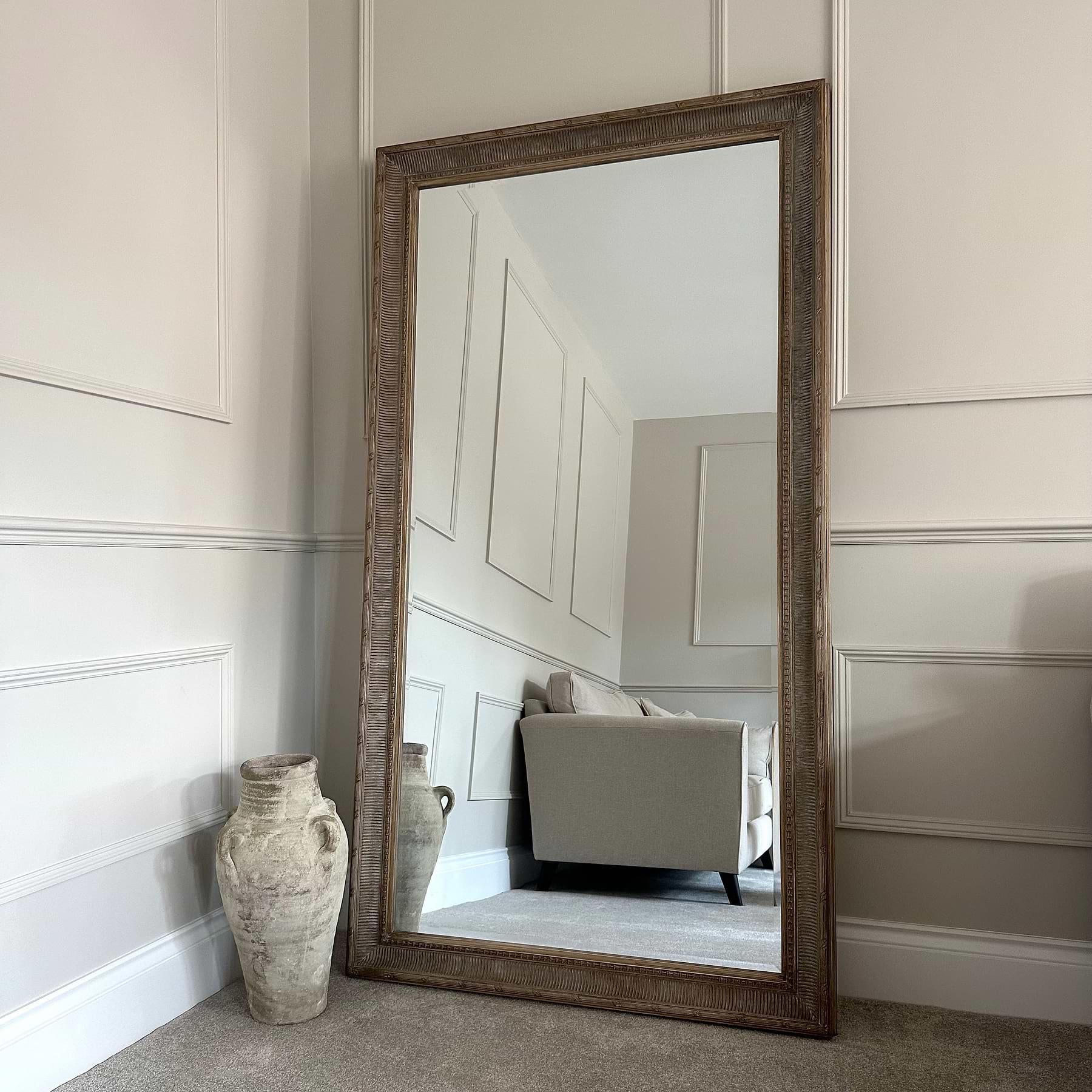 Full Length Washed Wood Extra Large Mirror 185cm x 100cm- Antoine