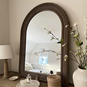 Antoine - Large Washed Wood Arched Mirror 110cm x 80cm
