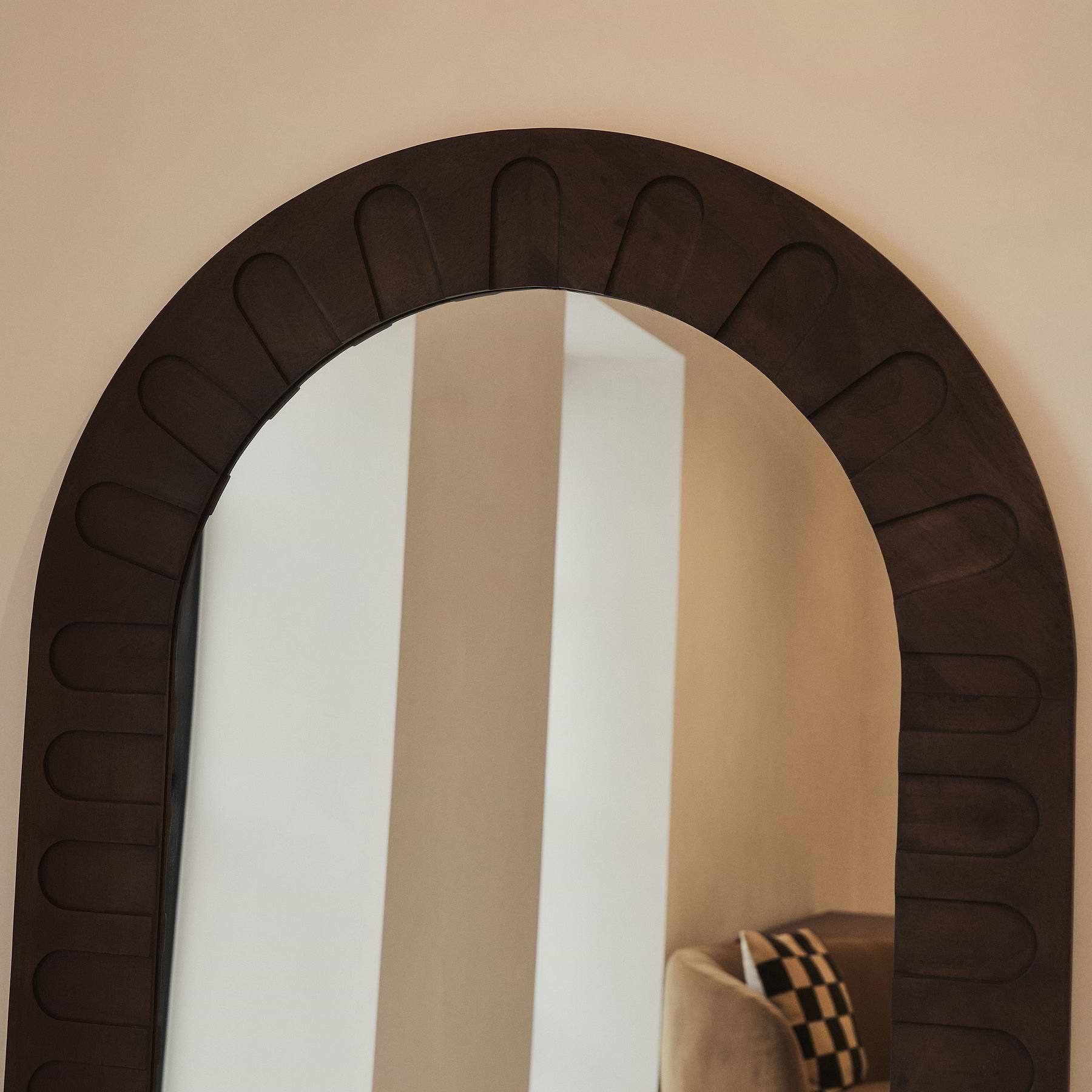 Valor - Dark Wood Extra Large Premium Arched Mirror 190cm x 110cm
