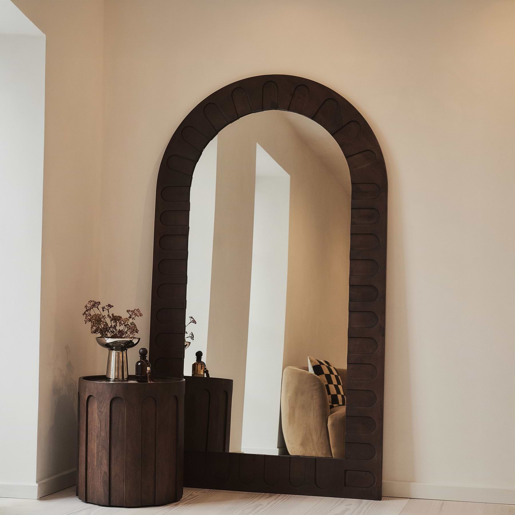 Valor - Dark Wood Extra Large Premium Arched Mirror 190cm x 110cm