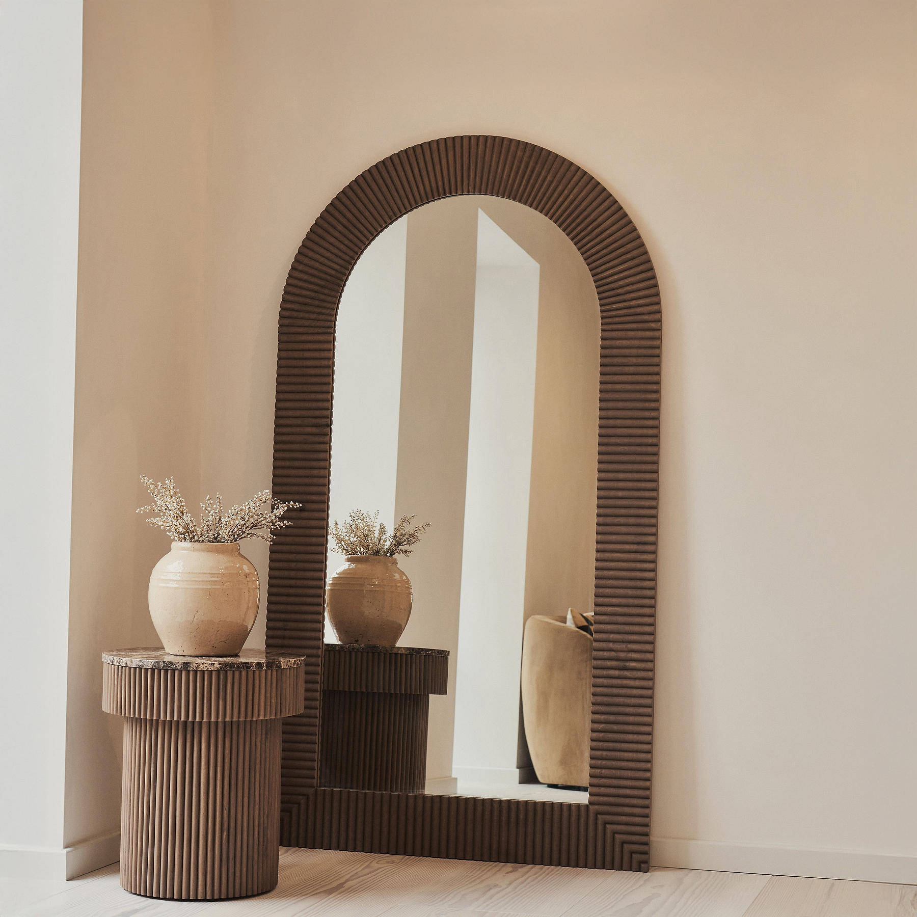 Sloane - Warm Wood Extra Large Premium Arched Mirror 180cm x 100cm