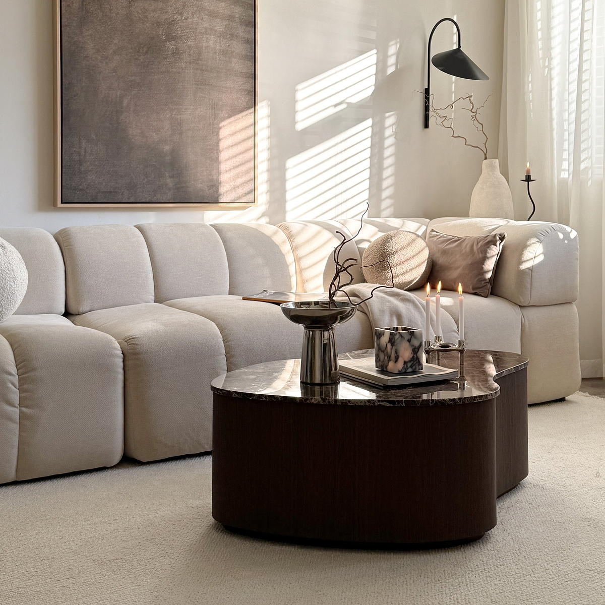 Arlo - Dark Emperador Irregular Dark Wood Premium Coffee Table