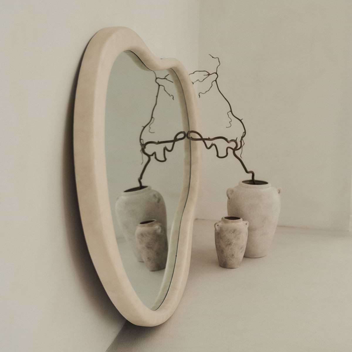 Arcurva - Large Overmantle Concrete Irregular Mirror 130cm x 80cm