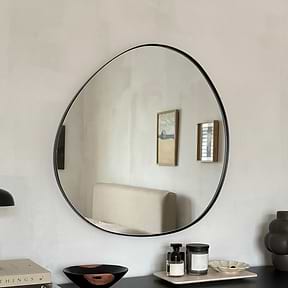 Ava - Black Pond Shaped Irregular Mirror 66cm x 63cm