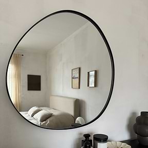 Ava - Black Pond Shaped Irregular Mirror 66cm x 63cm