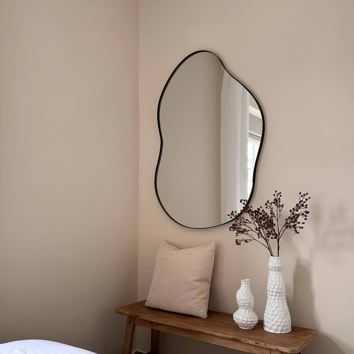 Ava - Black Pond Shaped Irregular Mirror 100cm x 70cm