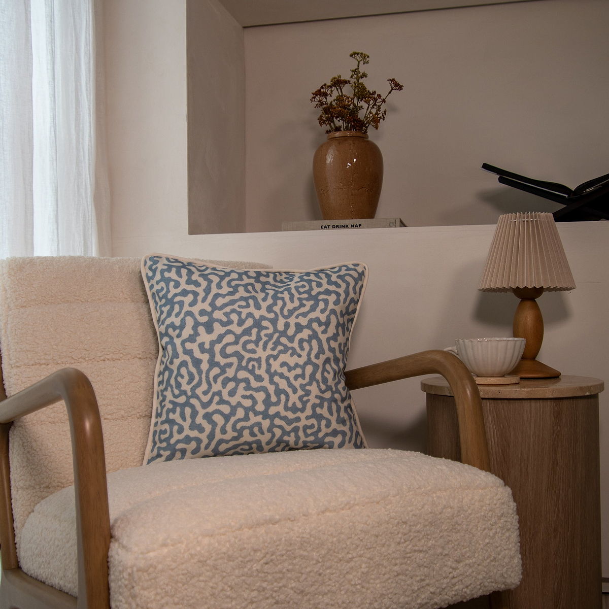 Pakko - Blue Printed Fabric Cushion