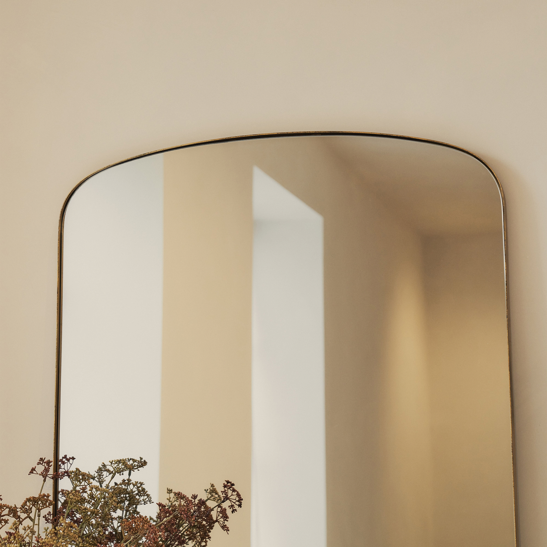 Bowness - Gold Contemporary Arched Metal Wall Mirror 90cm x 75cm