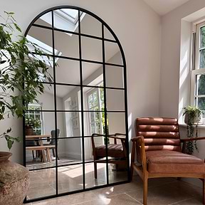 Brooklyn - Full Length Extra Large Black Arched Metal Mirror 200cm x 120cm