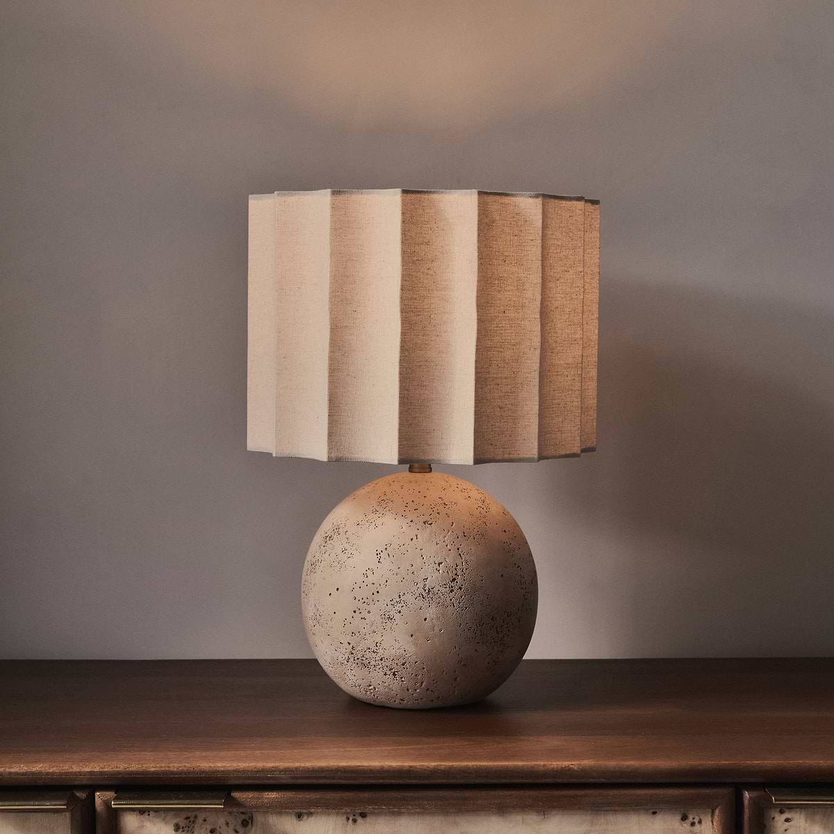 Caia - Travertine Scallop Shade Table Lamp