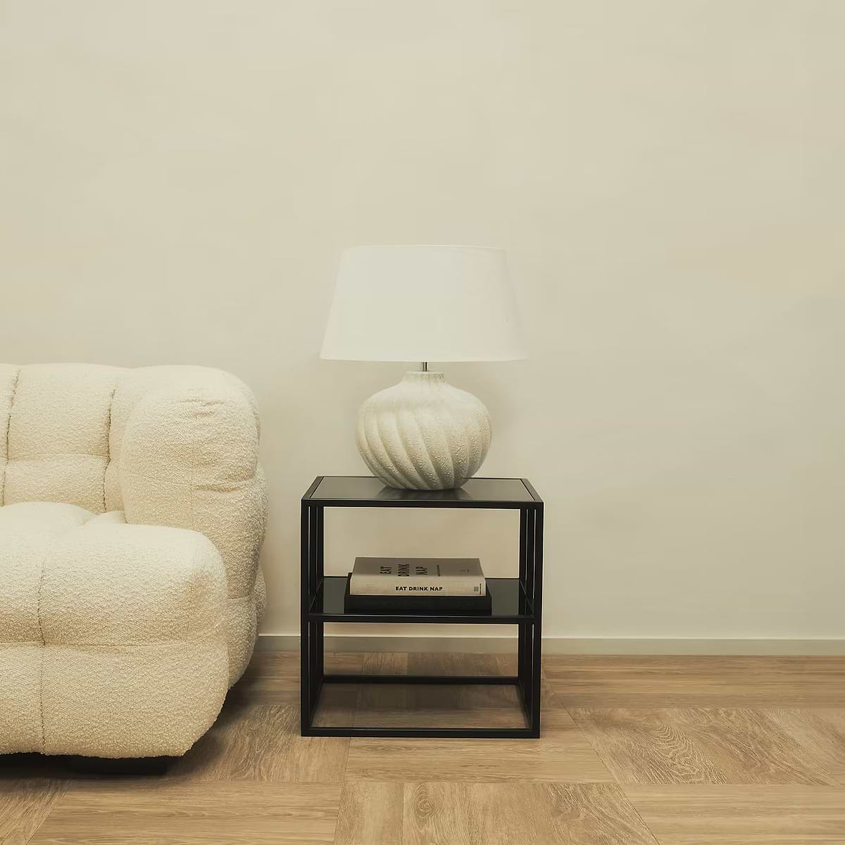 Caprera - Stone Textured Ceramic Drum Shade Table Lamp