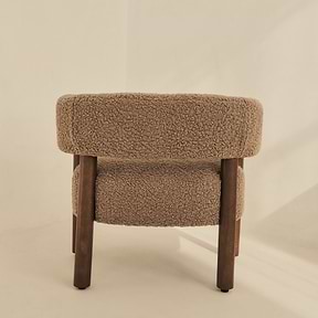 Cara - Boucle Accent Chair Fawn & Dark Wood