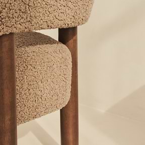 Cara - Boucle Accent Chair Fawn & Dark Wood