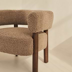 Cara - Boucle Accent Chair Fawn & Dark Wood