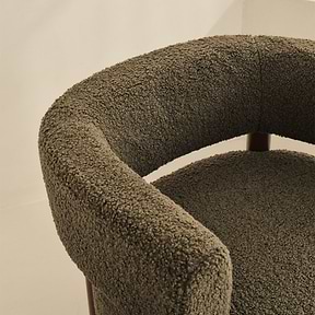 Cara - Boucle Accent Chair Olive & Dark Wood