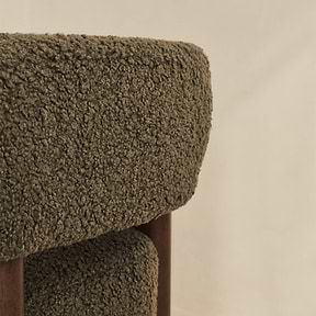 Cara - Boucle Accent Chair Olive & Dark Wood