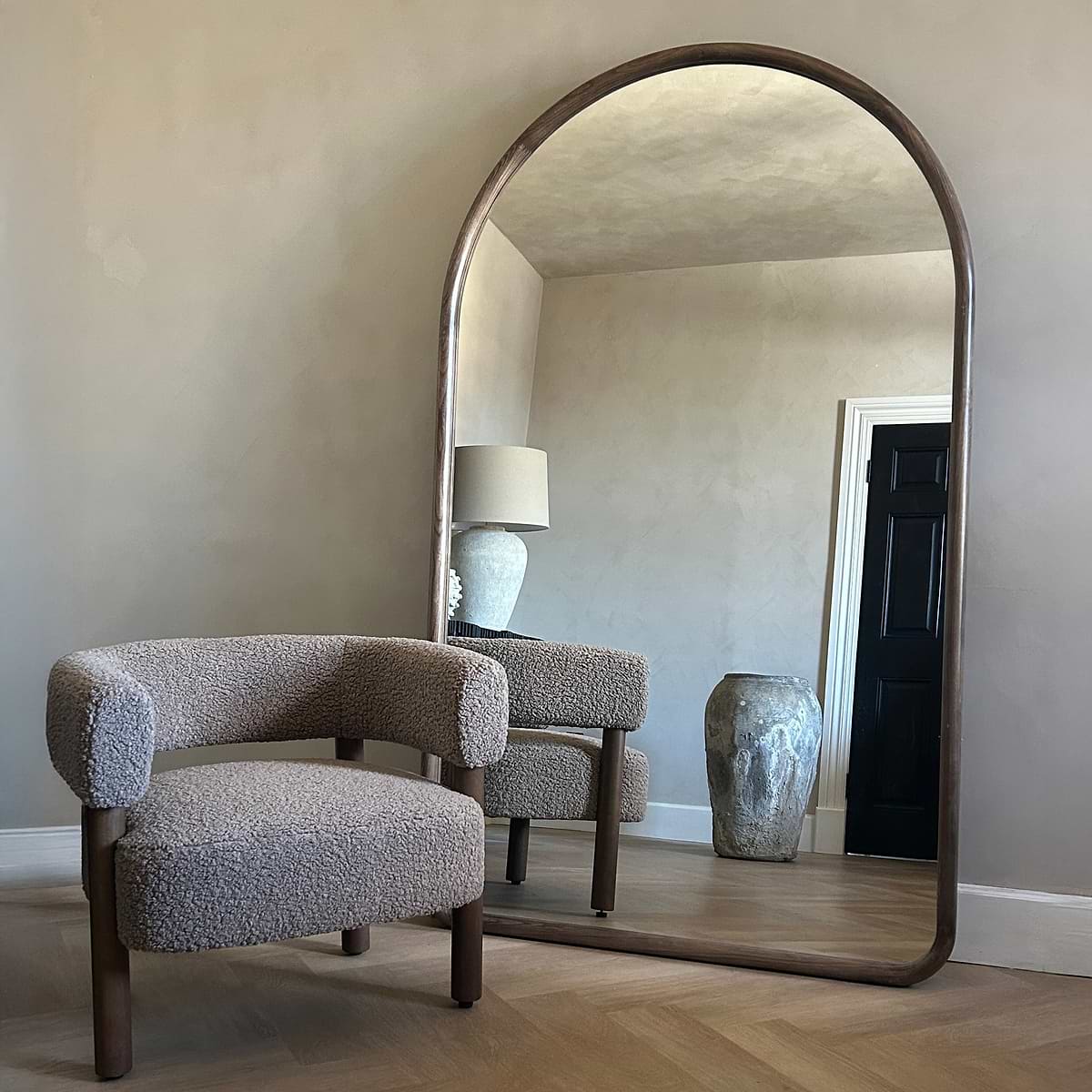 Amora - Full Length Extra Large Arched Warm Wood Mirror 200cm x 120cm