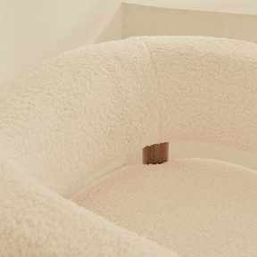 Cara - Boucle Accent Chair Ivory & Warm Wood