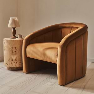 Camille - Curved Velvet Accent Chair Caramel