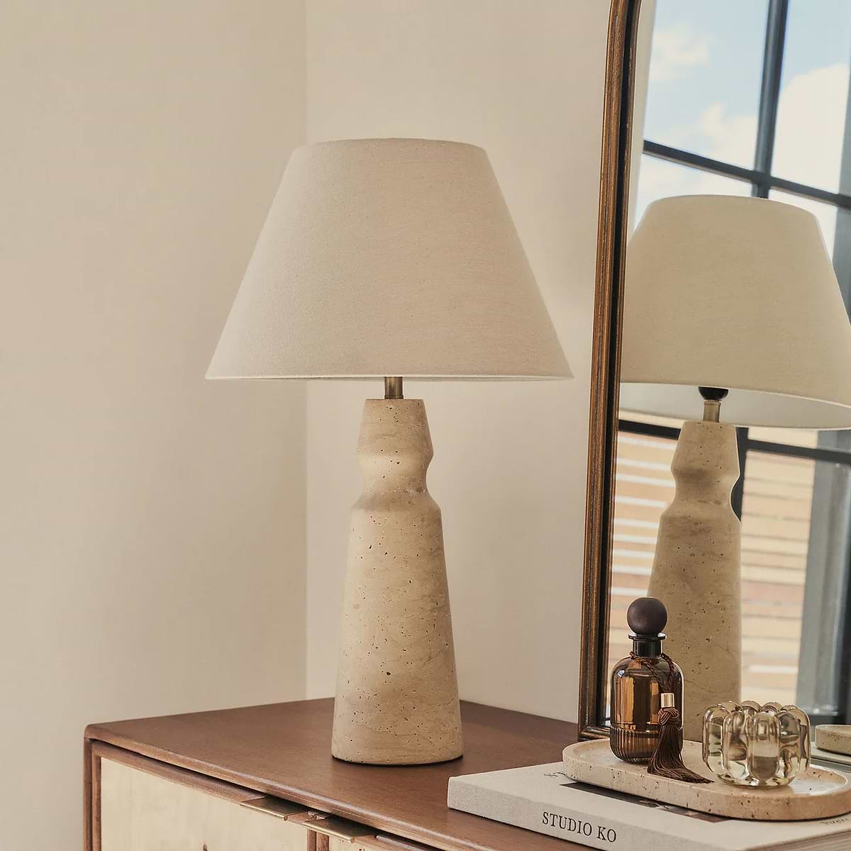 Sienna - Travertine Conical Shade Table Lamp