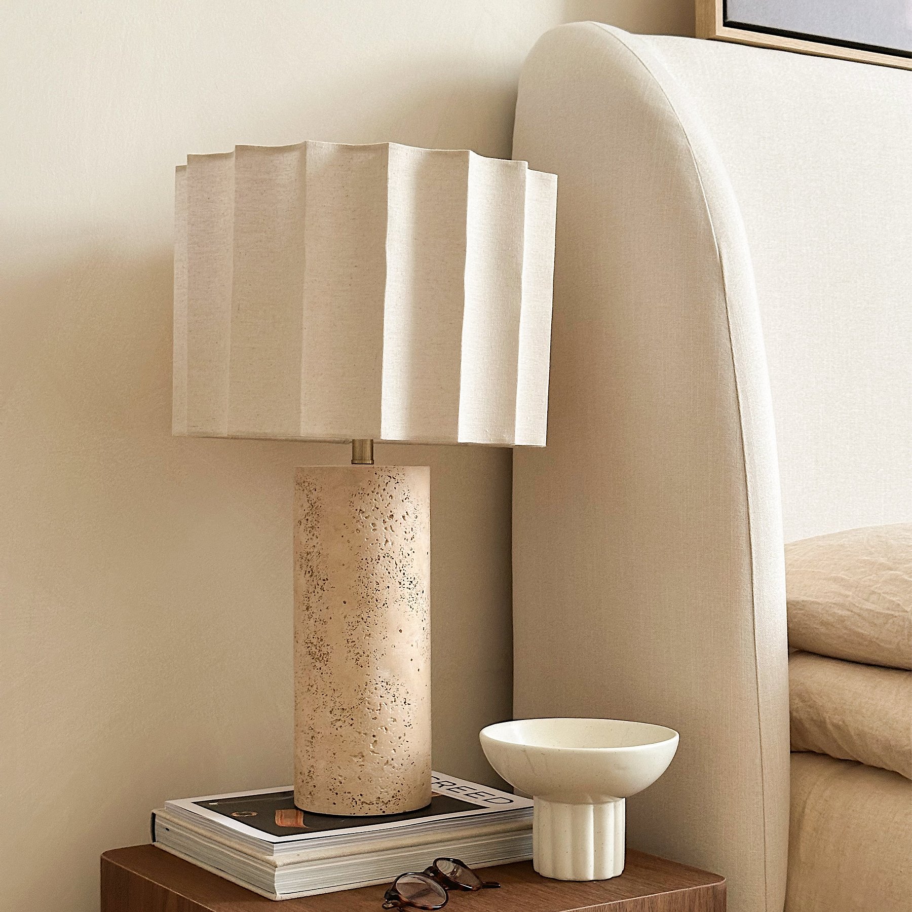 Castella - Travertine Scallop Shade Table Lamp