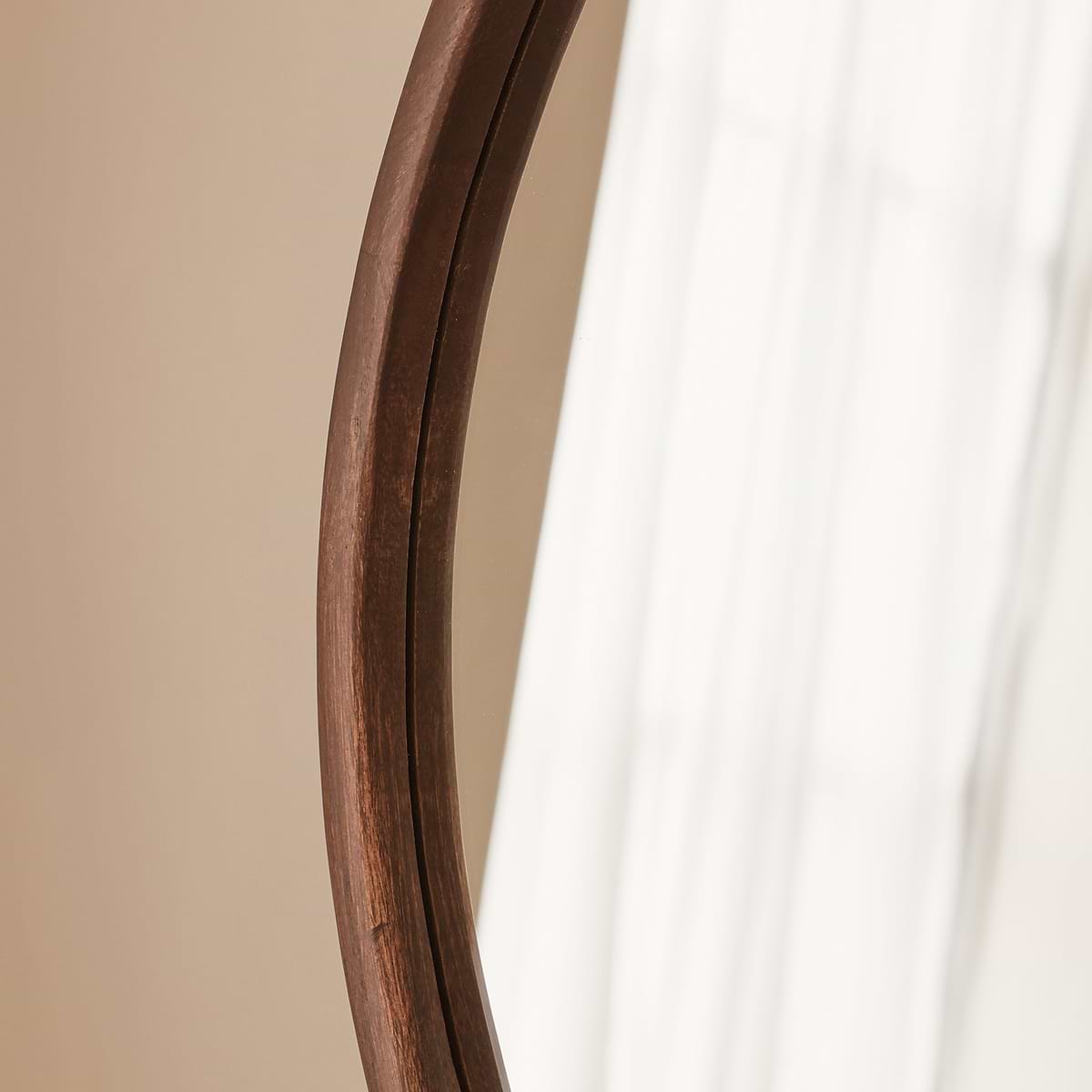 Arden - Dark Wood Round Wooden Wall Mirror 70cm x 70cm