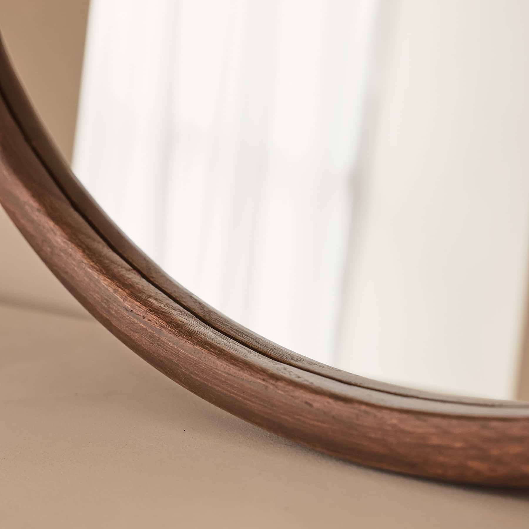 Arden - Dark Wood Round Wooden Wall Mirror 70cm x 70cm