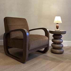 Dalton - Velvet Accent Chair Brown & Dark Wood