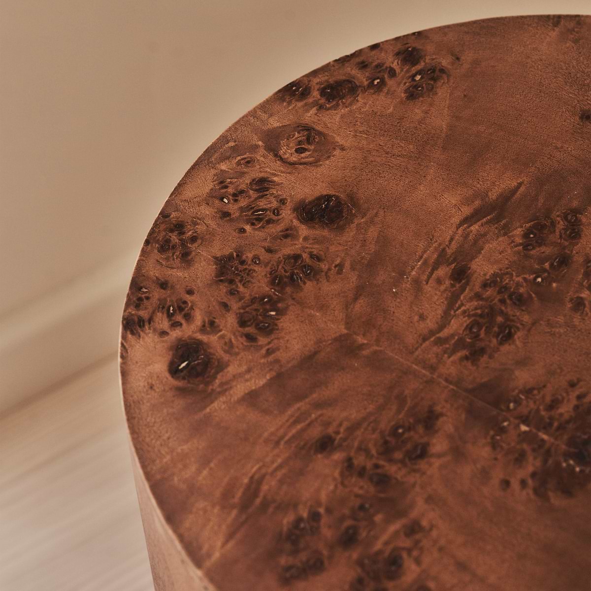 Arbour - Dark Burl Wood Premium Round Side Table