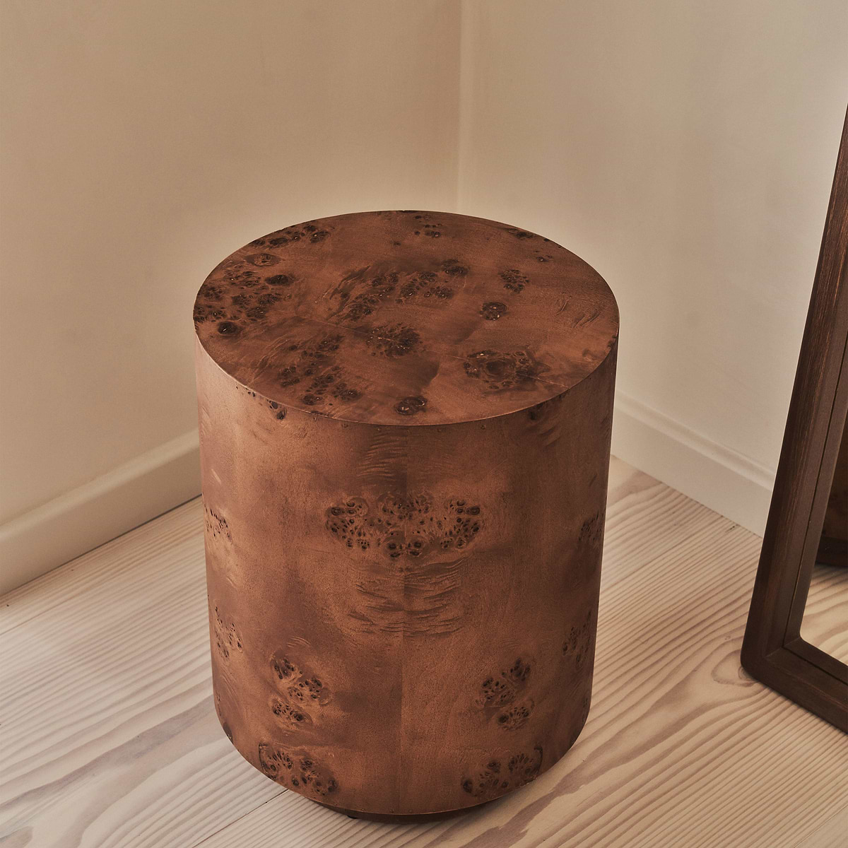 Arbour - Dark Burl Wood Premium Round Side Table